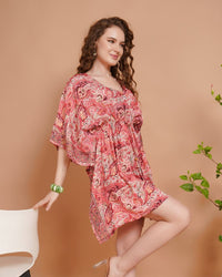Rose sorbet kaftan mini dress