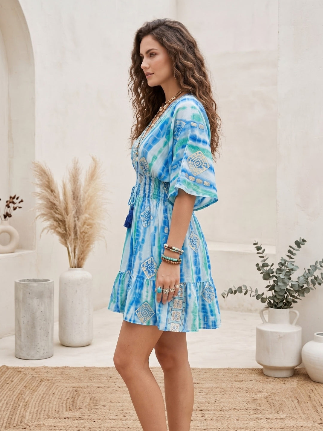 Rosalie azure lagoon mini dress