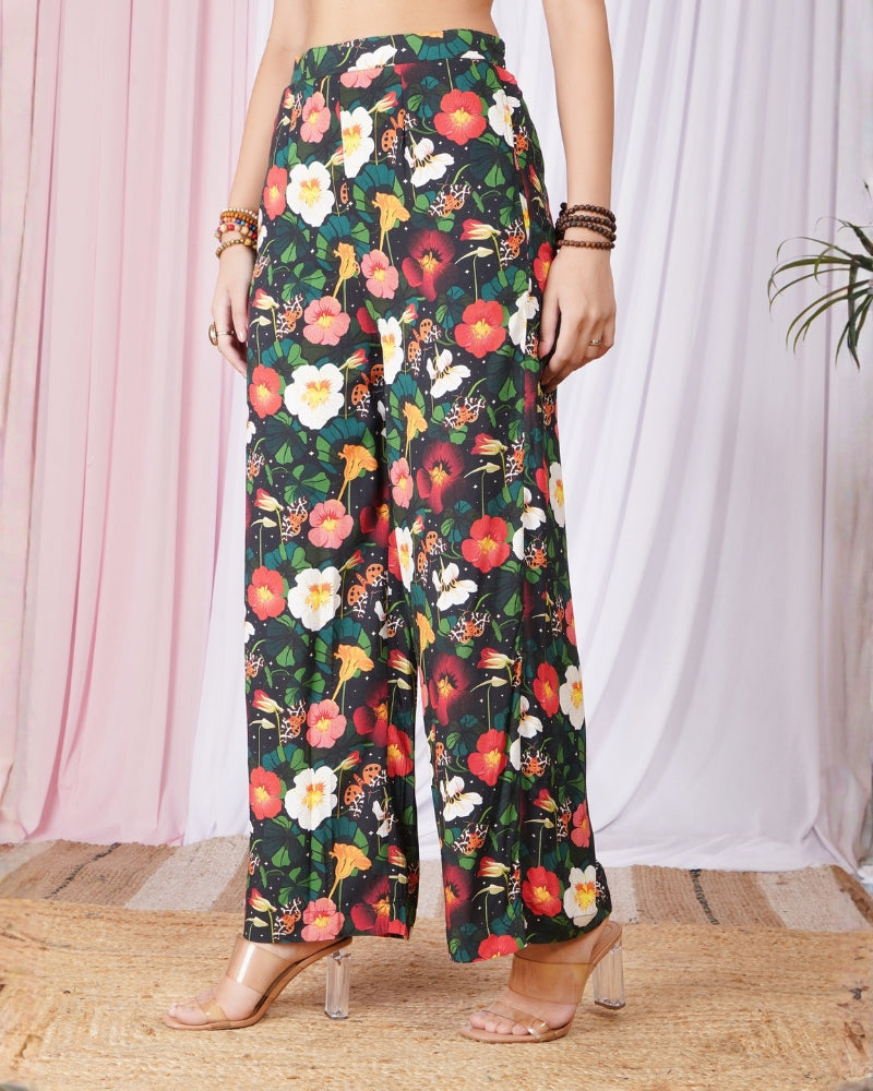 Maribela night-garden wide-leg trouser