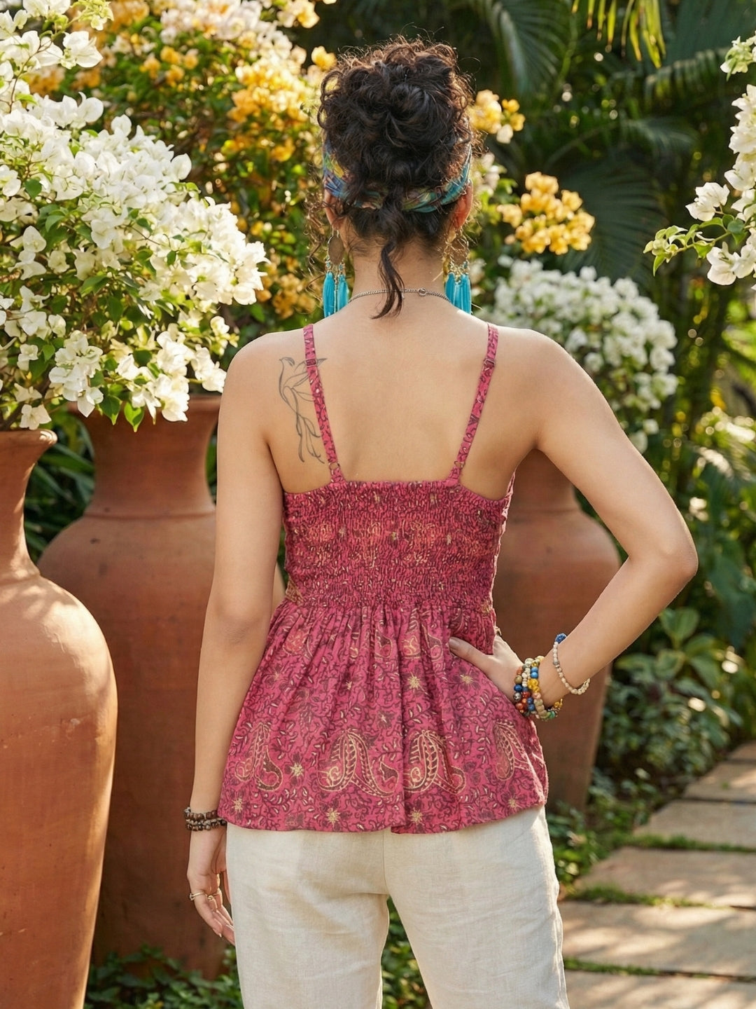 Raspberry glow spaghetti top