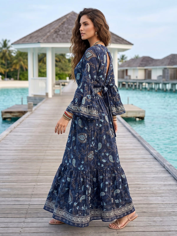 Mystic ocean bohemian maxi dress