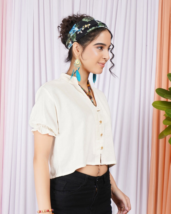 Maribel moon-white mandarin top