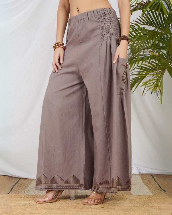 Mauve mist cotton palazzo pants