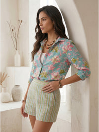 Rosalind aqua lily cotton co-ord set