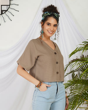 Mireille desert beige boho top