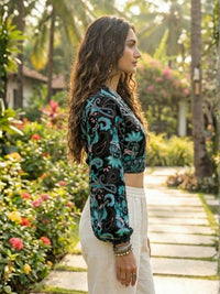 Thalise ocean ink boho wrap top