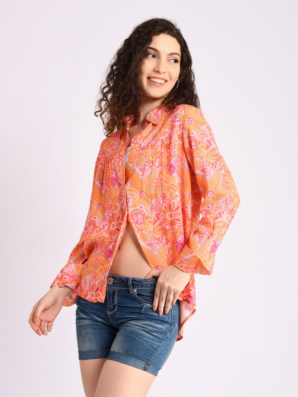 Zafira sunset bloom boho shirt