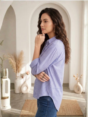 Wisteria stripe popover oversize shirt