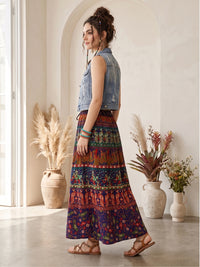 Autumn tapestry boho maxi skirt