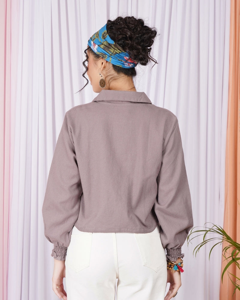 Mirelle mauve-twist boho cotton top