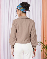 Maelie driftwood drawstring cotton top