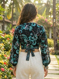 Thalise ocean ink boho wrap top