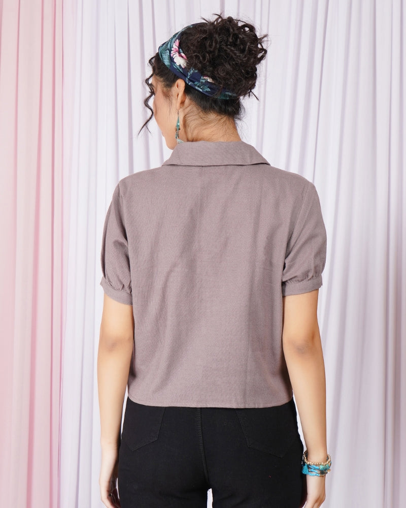 Elowen sandstone cuban collar cotton top