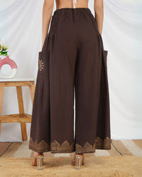 Espresso sunflare cotton palazzo pants