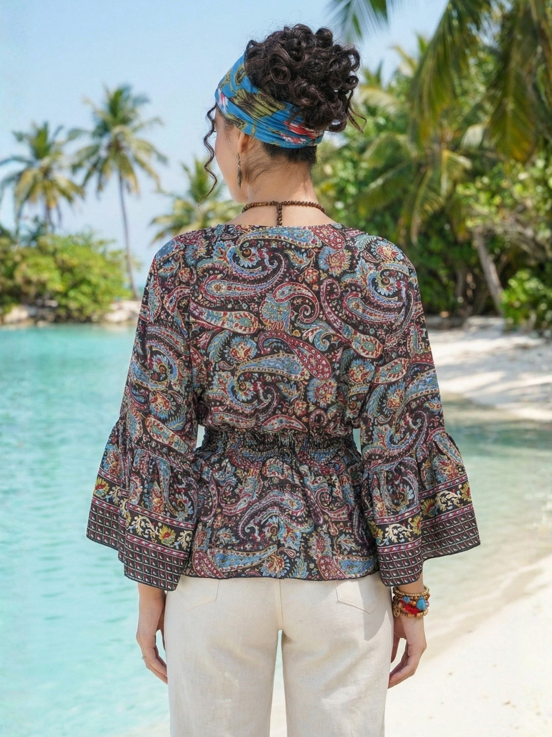 Marella midnight berry peplum top