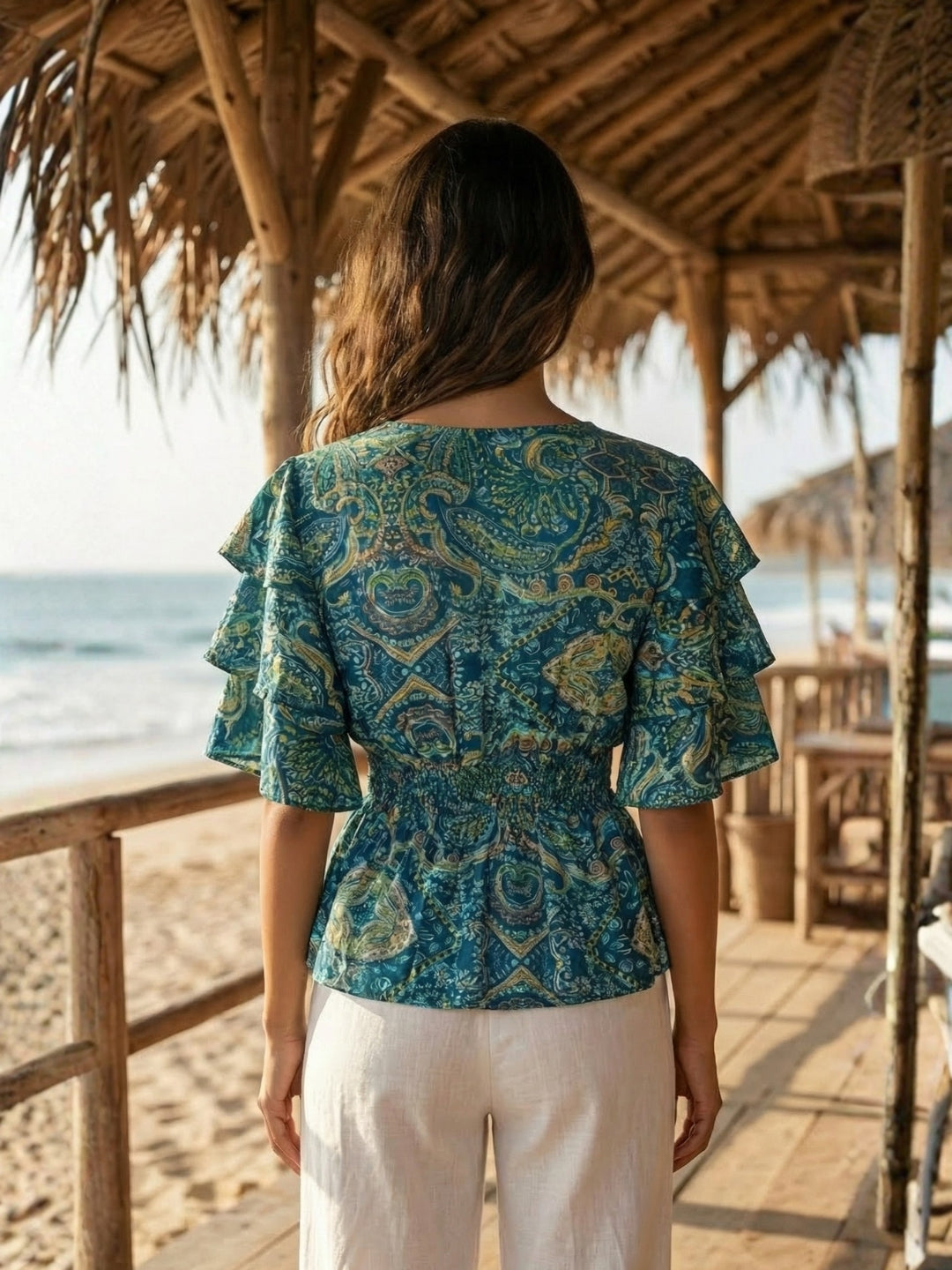 Iseren coastal muse peplum top