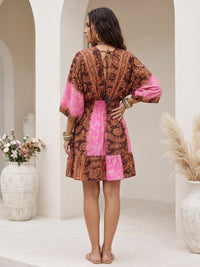 Rosalie cocoa pop boho mini dress