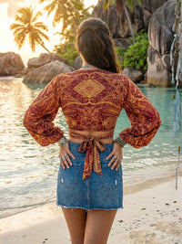 Arlisse sunset rust boho wrap top