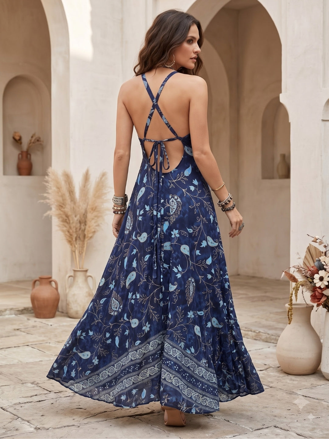 Twilight tide bohemian maxi dress
