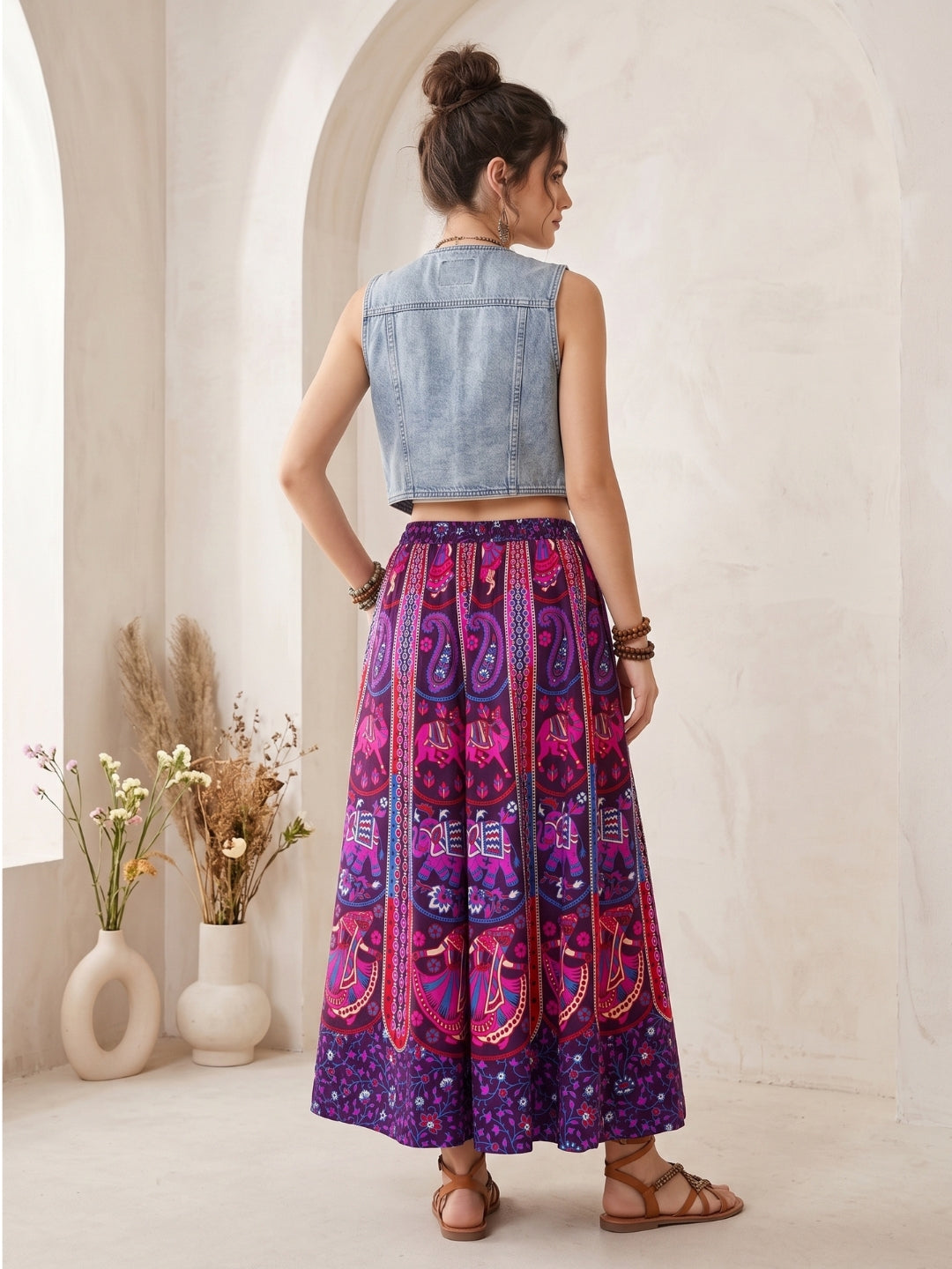 Twilight bloom boho maxi skirt