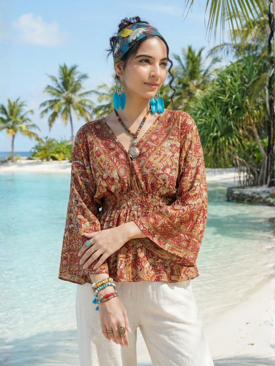 Marchelle ember bloom peplum top