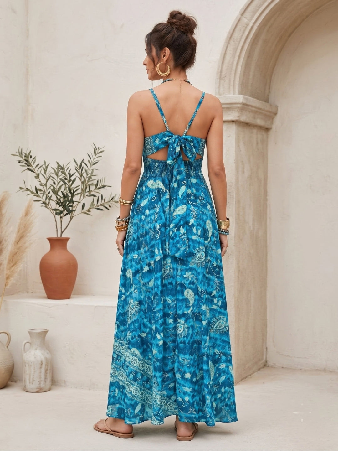 Calista blue bohemian maxi dress