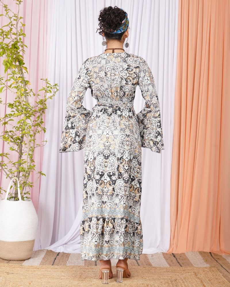 Linaya mist grey wrap maxi dress