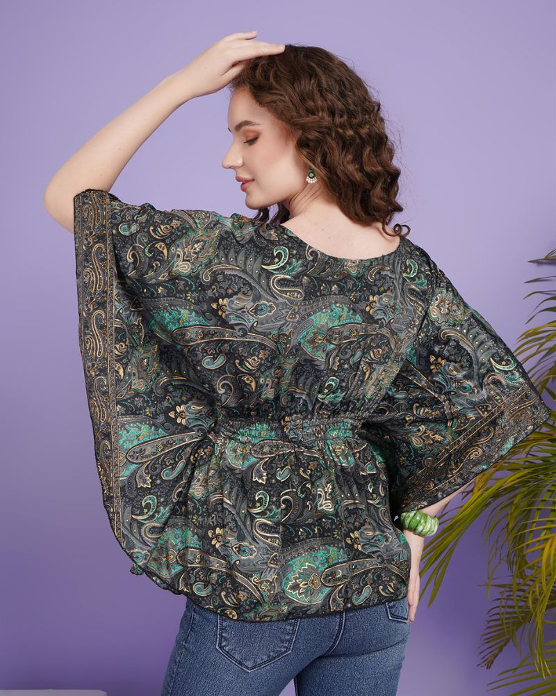 Green mirage kaftan top