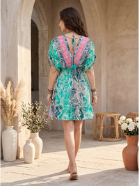 Ocean bloom bohemian mini dress
