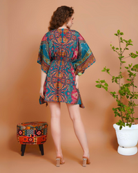 Siena paisley pop kaftan mini dress