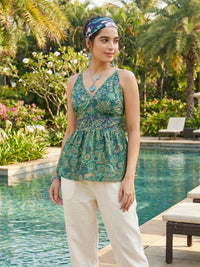 Marisela emerald garden spaghetti top