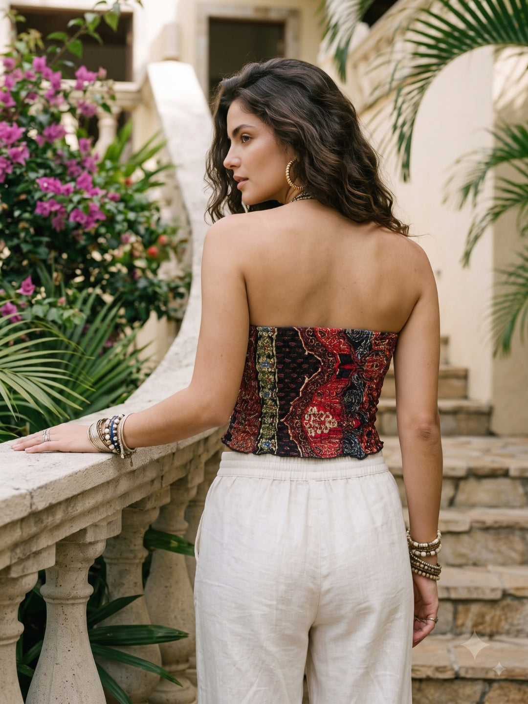 Midnight scarlet boho tube top
