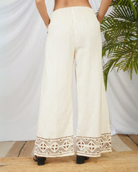Moon ivory wide leg cotton trouser