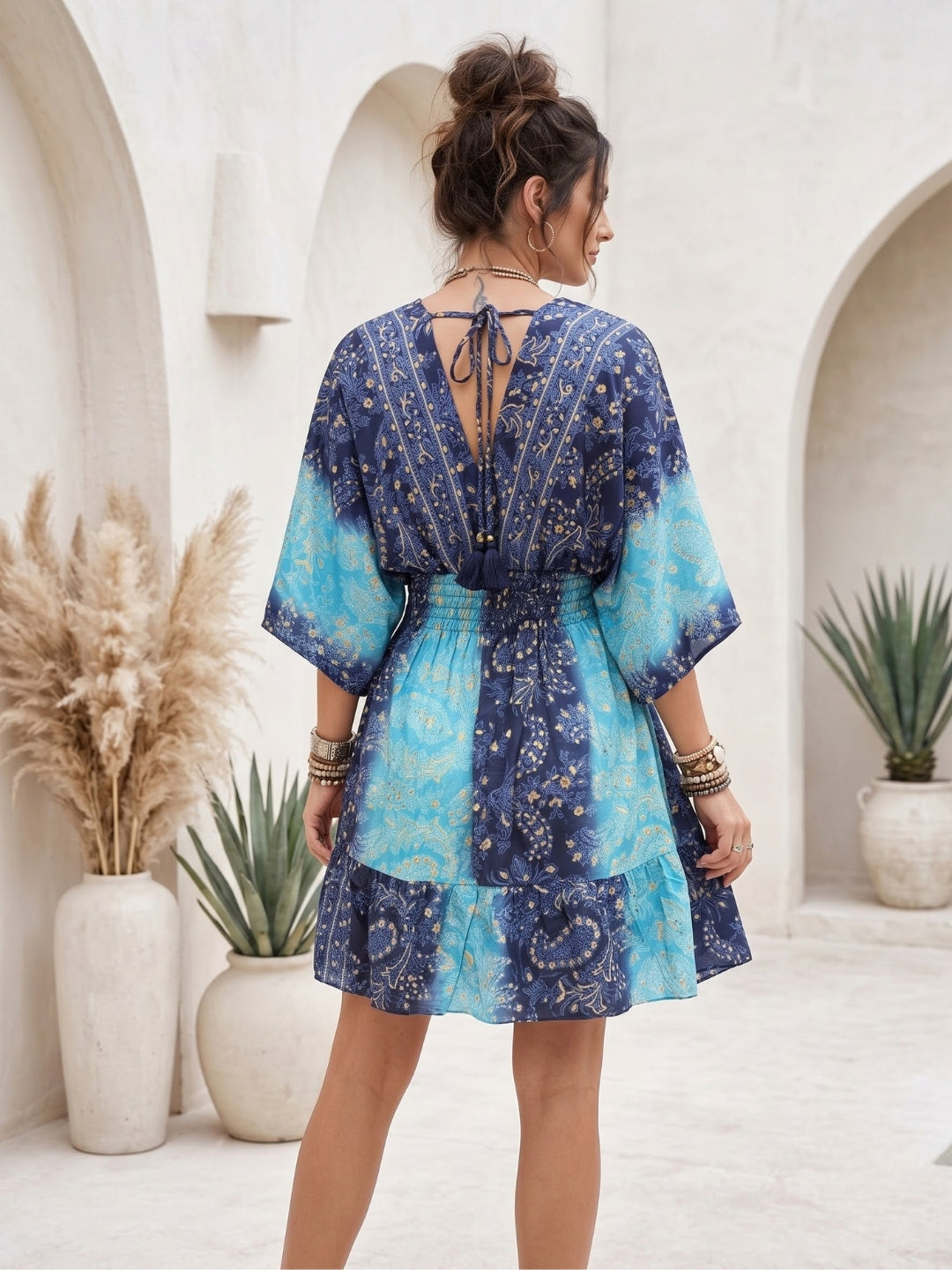 Sabine ocean jewel boho mini dress