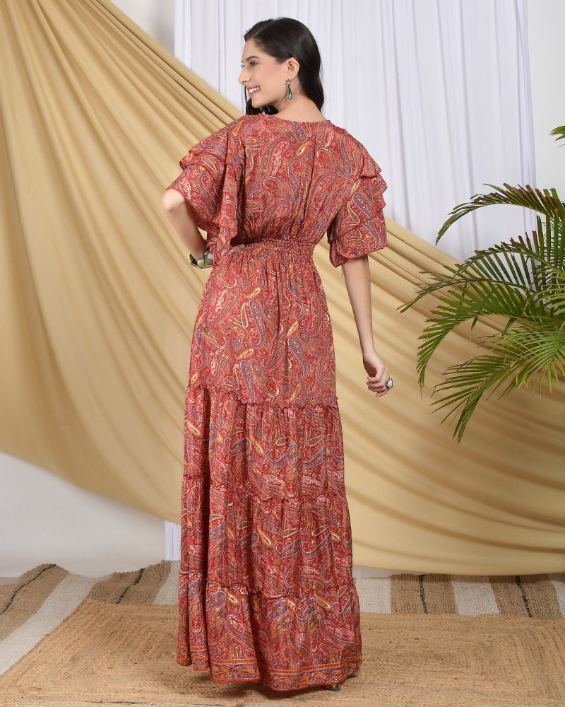 Elara scarlet muse tiered maxi dress