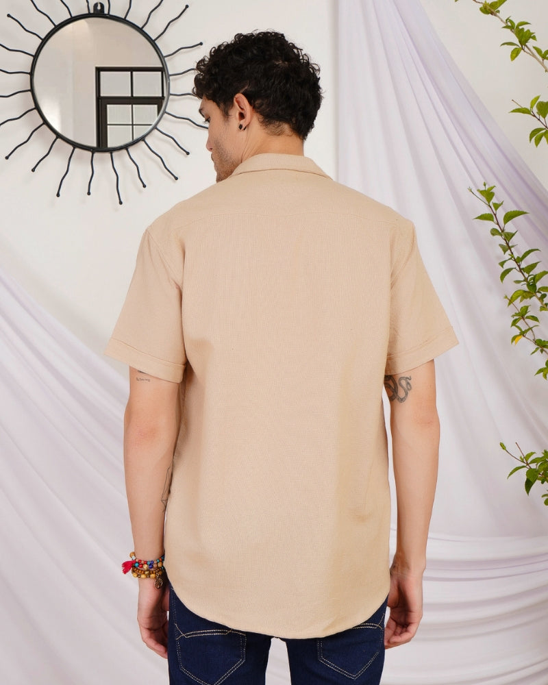Arlo sandstone organic cotton shirt
