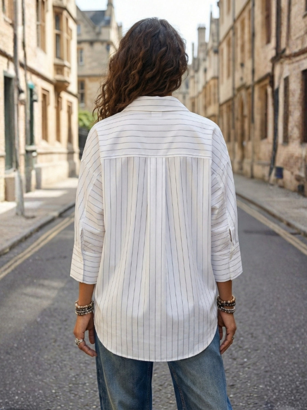 Ismerie pearl stripe boho formal shirt