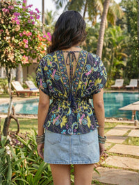 Elowara orchid tide boho peplum top