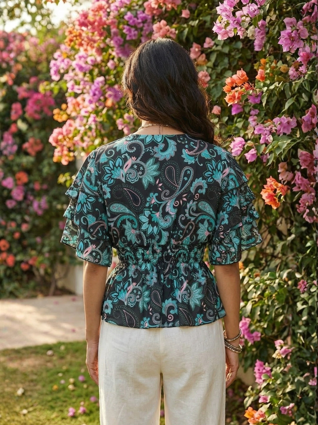 Ivara twilight paisley peplum top