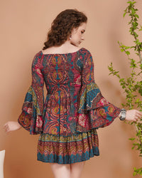 Mira bloom bell sleeve mini dress