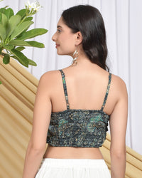 Lyselle jade night foil ruched crop top