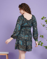 Inara celestial teal boho mini dress