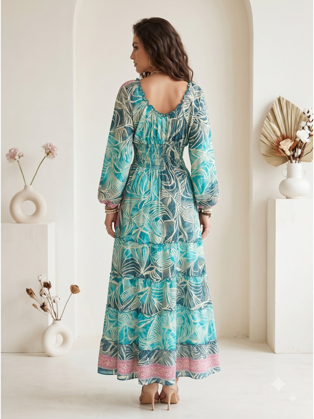 Marielle blue lagoon boho maxi dress