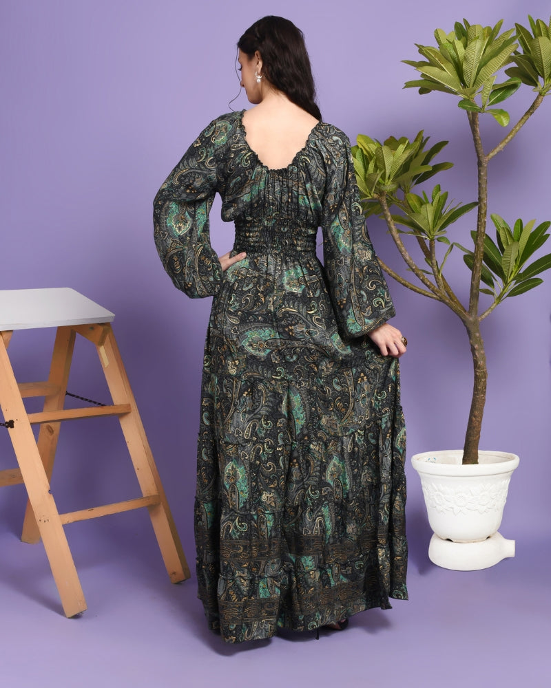 Emerald whisper maxi dress