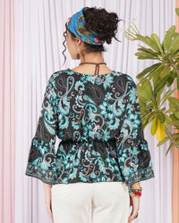 Kaelia aqua bloom peplum top