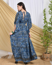 Marina midnight foil maxi dress