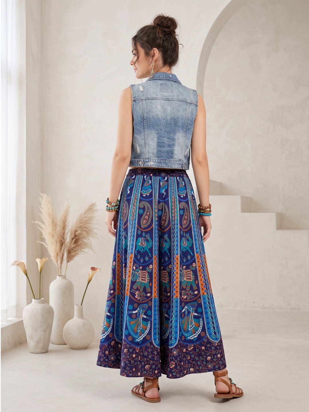Midnight tide bohemian skirt