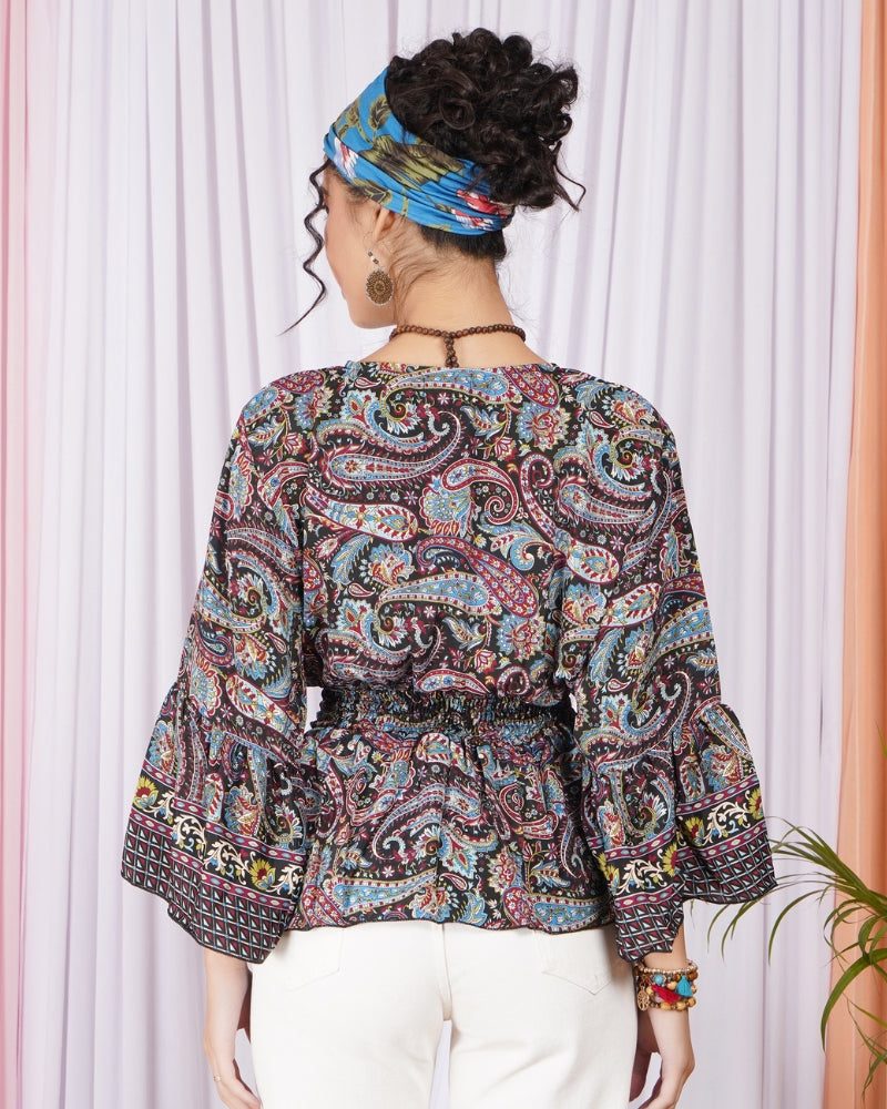 Marella midnight berry peplum top