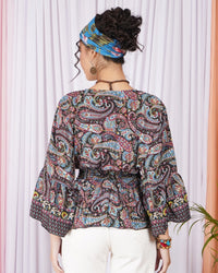 Marella midnight berry peplum top