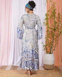 Aurelia moon blue wrap maxi dress